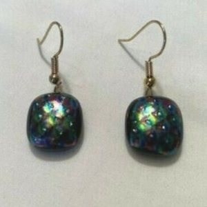 "Handmade" Peacock Design "Dichoric" Glass Earrings (JM001)